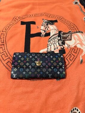 Louis Vuitton Black Multicolor Monogram Small Continental Wallet pre loved